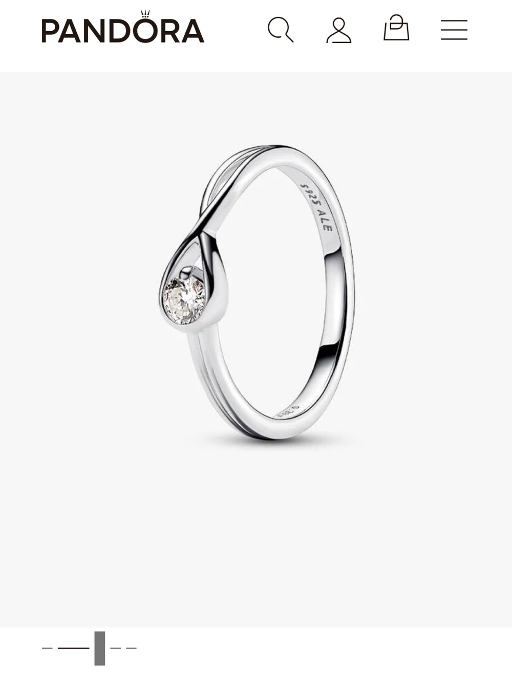 Pandora Silver Ring with Clear Stone Accent